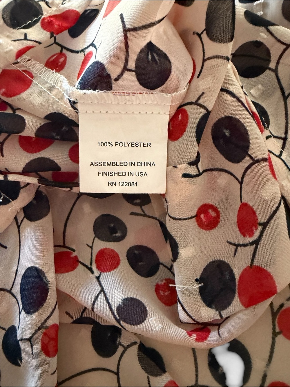 Sheer Blush/Tan With Red And Black Bettie Page By Tatyana Blouse Size Large - Picture 8 of 8